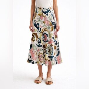 Zara Vicose Floral Printed Midi Skirt Size Small